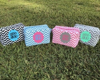 Monogrammed Make Up Bags Girl's Accessories Bag Art And Crafts Case Pencil Case Zip Up Make Up Bag Chevron Personalized Make Up Case Big