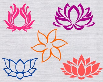 Lotus flower SVG Bundle, Lotus svg, Lotus clipart, svg files for silhouette, cricut, dxf, png, eps