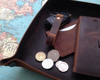 Leather Tray Leather Valet Tray Leather Catch all Leather Travel Tray Personalized Gift Mens Gift 3rd Anniversary Gift
