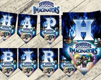 skylanders banner,skylanders birthday banner,skylanders party, banderolas skylanders,fiesta cumoleaños skylanders,skylanders,art print skyla