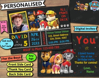 Paw Patrol Boys Invitation, Paw Patrol Birthday Invite, Paw Patrol Birthday Invitation, Paw Patrol Birthday Party Invite, Paw Patrol Invite
