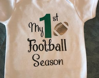 Baby football onesie, 1st football onesie, personalized baby onesie