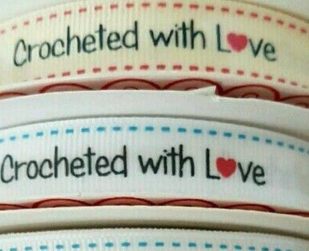 Crocheted With Love Ribbon. Labels. Craft ribbon. Gift wrap.