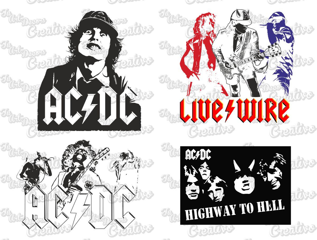 AC/DC svg vector dxf, digital vector art vinyl, vector cut design ...