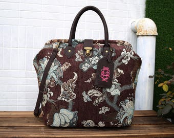 Mary Poppins Style Large Custom Carpet Bag / Travel Bag