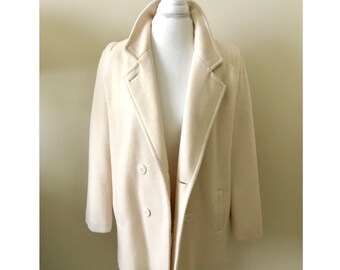 Vintage Herman Kay Cream Peacoat / Wool Coat