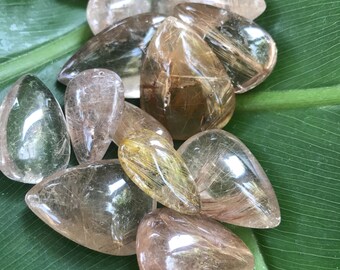 Tumbled Rutilated Quartz Crystals for Energy Tumbled Golden Rutile Quartz Tiny Golden Rutilated Quartz Small Golden Rutile Crystals