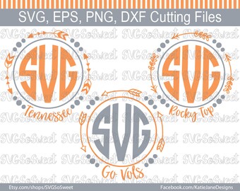 Tennessee svg, TN Football svg, Arrow Tennessee Frame, Go Vols svg, TN Volunteers, Rocky Top, SVG, png, Eps, Dxf, Silhouette Cutting Files