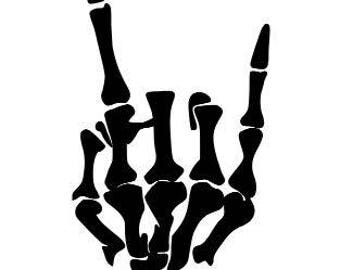 Skeleton Hand Rock Horns Skull Halloween Vinyl Car Decal Bumper Window Sticker Any Color Multiple Sizes Custom