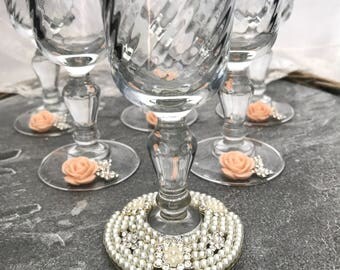 Ida - Bridal Party Bridesmaids Champagne Glasses Vintage Rose