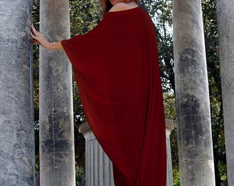Long burgundy dress, Burgundy prom dress, Maxi Dress, Oversize Dress, Abaya, One shoulder dress, Plus size sundress, Markiiza