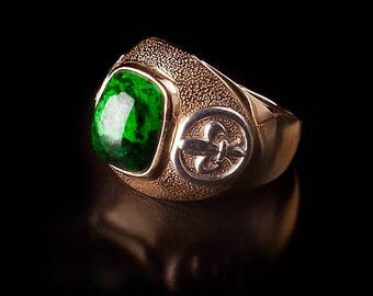 Natural unheated/top quality A-grade Burma Maw sit sit in Bronze and Sterling silver 925 ring Unique !Rare!Hand made jewelry! Only one unit!