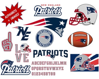 NEW ENGLAND PATRIOTS Clipart Images Including Inspired True Type Font, Alphabets, Numbers, Symbols, 300 Dpi .png Transparent Background