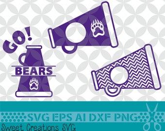UCA Bears Megaphone SVG, Eps Ai Dxf Png Monogran Silhouete Cricut Clipart Decal