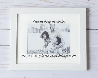 Personalized Photo Frame. I am as Lucky as Can Be Picture Frame with Insert and Quote, Birthday Gift for Him or Her, Moms and Dads