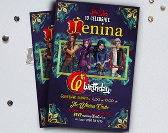 Descendants invitations,descendants party, descendants party supplies, descendants invitation birthday, descendants 2 ,descendants disney