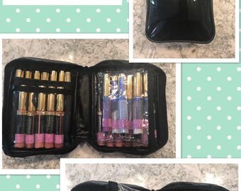 5 Black Vinyl Zip Around Cosmetic Bags