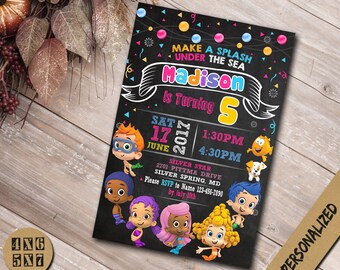 Bubble Guppies Invitation,Bubble Guppies Birthday Invitation,Bubble Guppies Invite,Bubble Guppies Party,Bubble GUppies Birthday,Bubble SL