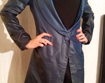 Gradient blue and black long jacket