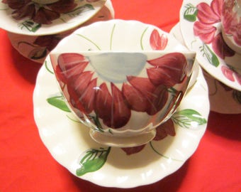BLUE RIDGE Southern Potteries BECKY Cup and Saucers 6 Sets - L@@K