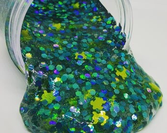 Turtle Lagoon Slime- Clear Slime- Scented Slime- Borax Free Slime- Charity Donation- Holo Slime- Non Toxic Slime- Satisfying- Sensory Toy