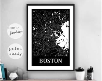 Boston Wall Art boston map art | etsy Boston Wall Art boston map art | etsy