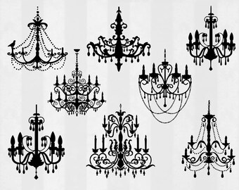 Chandelier SVG Bundle, Chandelier clipart, Chandelier cut files, svg files for silhouette, files for cricut, svg, dxf, eps, cuttable design