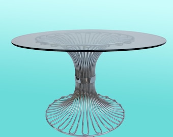Mid-century Italian Center Table-Italian Table- Chrome Table-Tubular Table-Vintage Table-Chrome Table