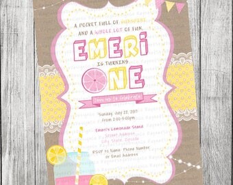 Pink Lemonade Rustic Invitation