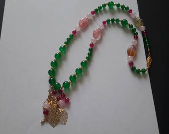 Winter Berries &Mistletoe mixed stone necklace