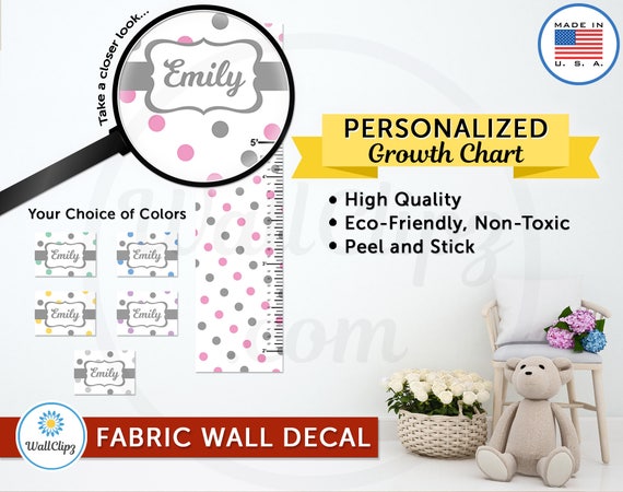 personalized growth chart height measurement ruler fabric wall