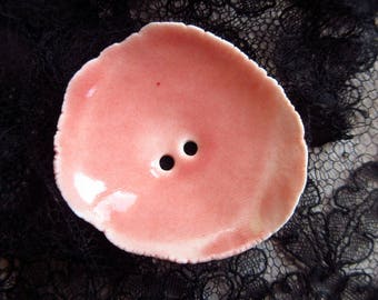 1 button Corolla pink glossy porcelain