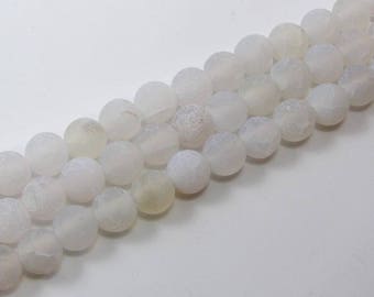 Pearl agate eflorescence 6 mm white set of 10