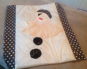 Baby blanket with applied lace and silk taffeta