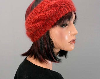 Hand knitted headband, ear-warmer, headband, women,