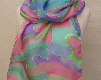 Silk scarf gothic style hand painted steampunk fashion