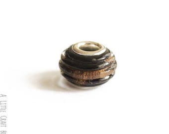 2 beads CHARMs wavy - black / gold