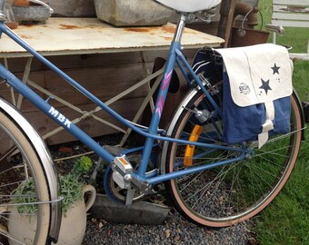 Saddlebag linen old white and Navy Blue
