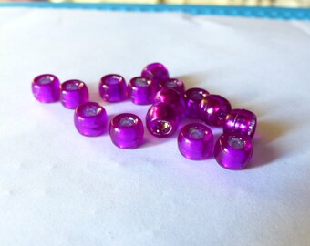 Set of 5 large transparent purple beads