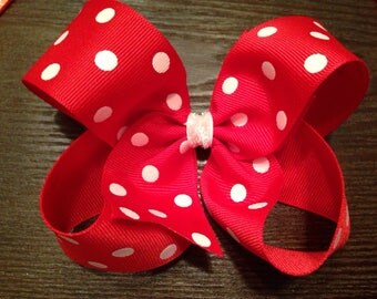 Red and White Polka Dot Bow