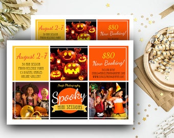 Halloween Mini Session Template Photography Marketing board - Photoshop template Instant Download