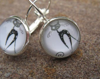 "Black cat" cabochon earrings