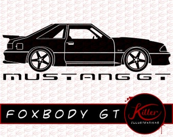 Foxbody GT Vector | Muscle Car Clip Art | Cut File| Instant Digital Download | Svg | Png | Pdf | Jpg | Eps | Dxf |
