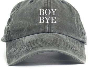Boy Bye Dad Hat Adjustable Baseball Cap New - Black Denim