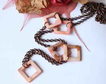 Copper and natural Pearl Necklace