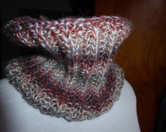 Snood handknitted shades of beige and Brown