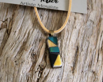 Collier mini rectangle "Nil" en mosaïque