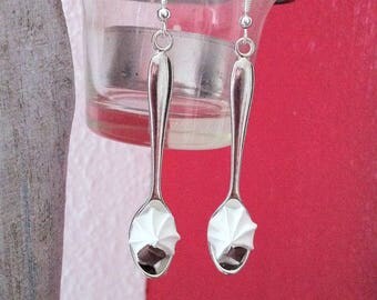 Earrings chocolate whipped cream spoon