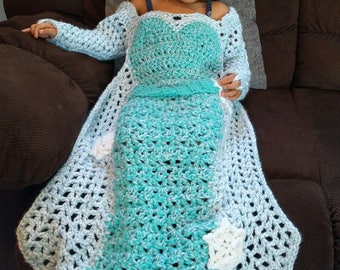 Princess Dress Blanket, Crochet Princess Blanket, Princess dress pattern, Crochet Blanket Pattern, Toddler Princess Crochet Pattern , PDF