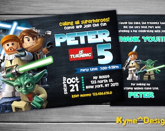 Lego Invitation, Lego Starwars Personalized Birthday Invitation, 5x7 Printable Card, Lego Birthday Party, Lego Birthday Card